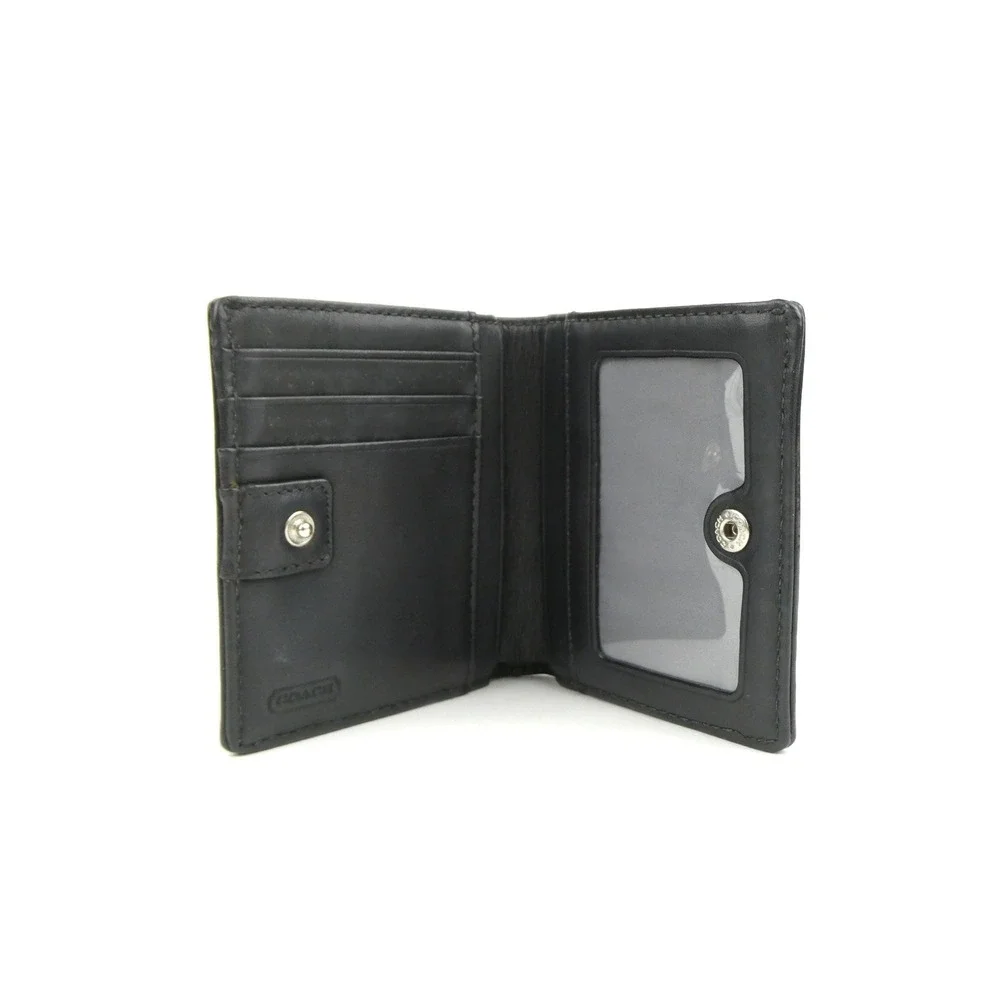 Coach Signature Black Small Bifold Snap Wallet - Picture 7 of 12